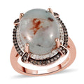 Premium Natural Zimbaprase, Natural Champagne and White Diamond Double Halo Ring in Vermeil Rose Gold Over Sterling Silver 9.65 ctw - Sticky add to cart bar