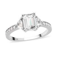 LUXORO 10K White Gold Moissanite Ring (Size 6.0) 2.10 ctw