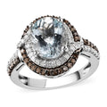 Premium Mangoro Aquamarine, Natural Champagne and Diamond (0.50 cts) Ring in Platinum Over Sterling Silver (Size 10.0) 2.75 ctw - Sticky add to cart bar