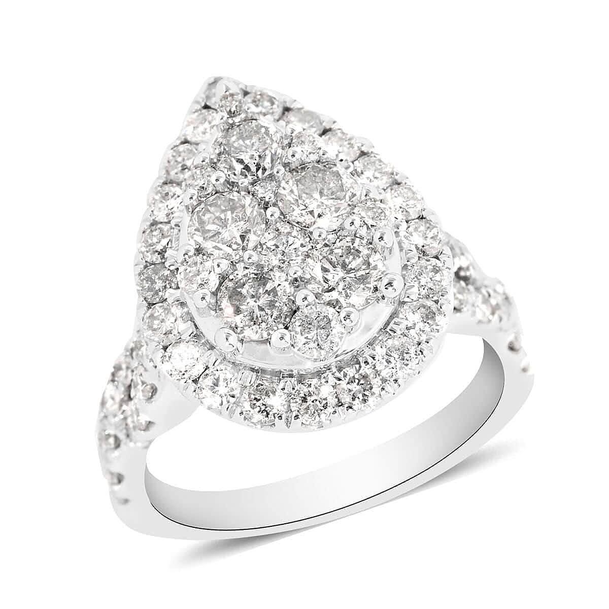 14K White Gold Diamond Cocktail Ring (Size 7.0) 7.4 Grams 2.25 ctw