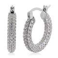 Simulated Diamond Hoop Earrings in Silvertone 3.00 ctw - Sticky add to cart bar