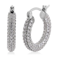 Simulated Diamond Hoop Earrings in Silvertone 3.00 ctw