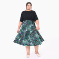 TAMSY, 100% Polyester, Wrap Skirt, Size-One Size, Color-Green Jungle Print One Side & One Solid Black - Sticky add to cart bar