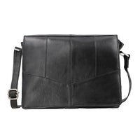 India International Leather Fair Closeout Black Genuine Leather Messenger Bag