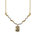 AAA Turkizite and White Zircon Necklace 18 Inches in Vermeil Yellow Gold Over Sterling Silver 1.65 ctw - Sticky add to cart bar