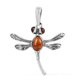 Baltic Cognac Colored Amber Dragonfly Pendant without Chain in Sterling Silver - Sticky add to cart bar
