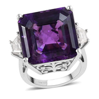 Flawless Orchid Amethyst and Moissanite Ring in Platinum Over Sterling Silver 20.50 ctw