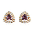 Merelani Color Change Garnet and Moissanite Halo Stud Earrings in Vermeil Yellow Gold Over Sterling Silver 0.80 ctw - Sticky add to cart bar