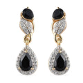 Thai Black Spinel and White Zircon Dangling Earrings in Vermeil YG Over Sterling Silver 1.90 ctw - Sticky add to cart bar