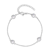 White Glass Bracelet in Stainless Steel (7.50-9.0In)