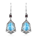 Larimar and Orissa Rhodolite Garnet Earrings in Sterling Silver 11.50 ctw - Sticky add to cart bar