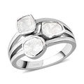 Polki Diamond Multi Shank Ring in Platinum Over Sterling Silver (Size 10.0) 0.50 ctw - Sticky add to cart bar