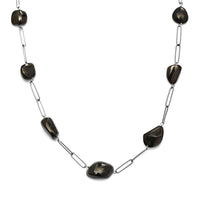 Elite Shungite Station Necklace 20 Inches in Sterling Silver 65.00 ctw