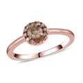 Natural Champagne Diamond Halo Ring in Vermeil Rose Gold Over Sterling Silver 0.50 ctw - Sticky add to cart bar