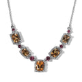 Golden Scapolite and Multi Gemstone Necklace 18 Inches in Platinum Over Sterling Silver 7.25 ctw - Sticky add to cart bar