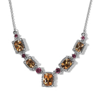 Golden Scapolite and Multi Gemstone Necklace 18 Inches in Platinum Over Sterling Silver 7.25 ctw