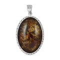Baltic Amber Oval Framed Pendant in Sterling Silver - Sticky add to cart bar