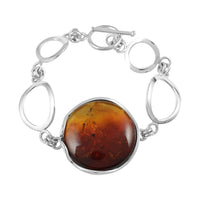 Baltic Amber Toggle Clasp Bracelet in Sterling Silver (7.00 In)