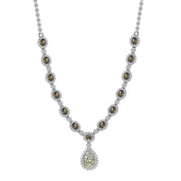 Ambanja Demantoid Garnet and White Zircon 5.75 ctw Necklace 18 Inches in Platinum Over Sterling Silver