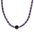 Blue Agate and Amethyst Beaded Necklace 20 Inches in Platinum Over Sterling Silver 53.20 ctw - Sticky add to cart bar