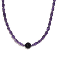Blue Agate and Amethyst Beaded Necklace 20 Inches in Platinum Over Sterling Silver 53.20 ctw
