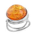 Baltic Amber Open Ring in Sterling Silver (Adjustable) - Sticky add to cart bar
