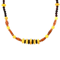 Baltic Multi Color Amber Beaded Necklace 22 Inches in Sterling Silver