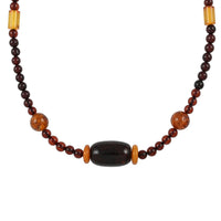 Baltic Cherry and Honey Colored Amber Beaded Necklace 20 Inches in Sterling Silver