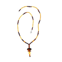 Baltic Multi Color Amber Beaded Necklace 26 Inches in Sterling Silver