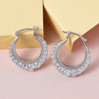 KARIS Simulated Diamond Hoop Earrings in Platinum Bond 4.10 ctw