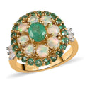 Boyaca Colombian Emerald and Multi Gemstone Cluster Ring in Vermeil Yellow Gold Over Sterling Silver 2.75 ctw - Sticky add to cart bar