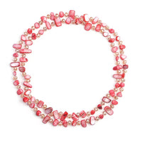 Multi Color Shell Chips and Multi Color Glass Beaded Necklace 47 Inches