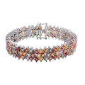 Multi Sapphire Three-Row Bracelet in Platinum Over Sterling Silver (6.50 In) 18.85 Grams 27.65 ctw - Sticky add to cart bar