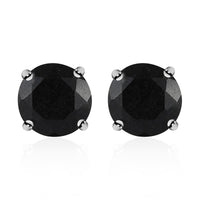 Australian Black Tourmaline Solitaire Stud Earrings in Platinum Over Sterling Silver 2.75 ctw