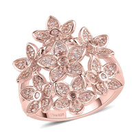 Natural Pink Diamond Floral Ring in Vermeil Rose Gold Over Sterling Silver 0.50 ctw