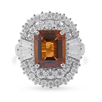 Santa Ana Madeira Citrine and Moissanite Ring in Platinum Over Sterling Silver 7 Grams 8.60 ctw