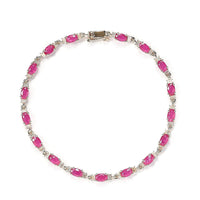 Luxoro 14K Yellow Gold AAA Montepuez Ruby and G-H I3 Diamond Bracelet (7.25 In) 4.20 Grams 5.35 ctw