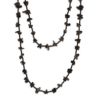 Thai Black Spinel and Brazilian Smoky Quartz 186.25 ctw Chips Necklace in Platinum Over Sterling Silver 36 Inches