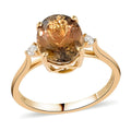 Certified & Appraised Luxoro 14K Yellow Gold AAA Golden Tanzanite and G-H I2 Diamond Ring 2.90 ctw - Sticky add to cart bar