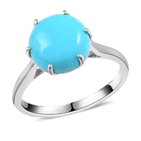 Certified & Appraised 10K White Gold AAA American Natural Sleeping Beauty Turquoise Solitaire Ring (Size 10.0) (2.43 g) 3.60 ctw