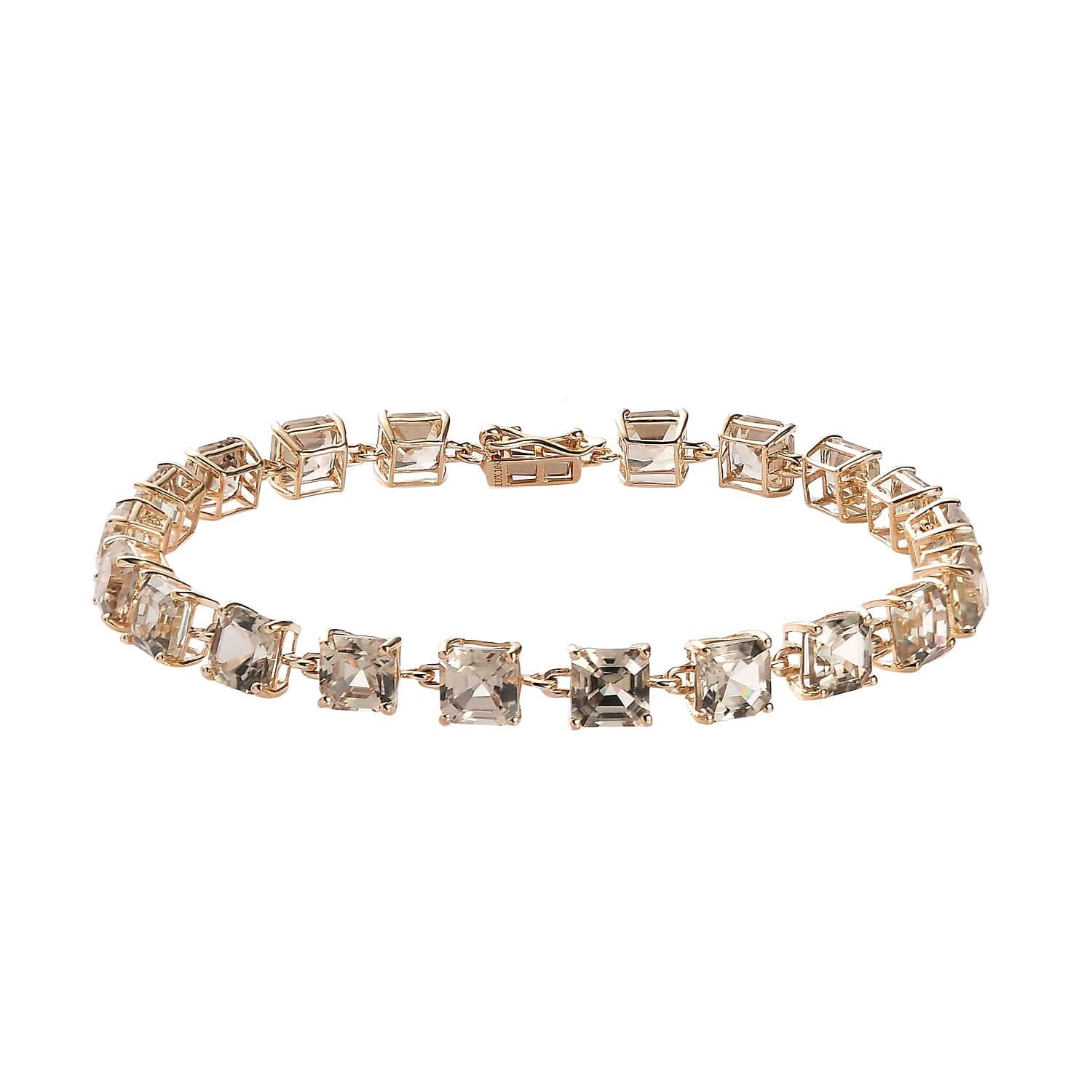 Doorbuster LUXORO 10K Yellow Gold Asscher Cut AAA Turkizite Link Bracelet (6.50 In) (3.20 g) 13.35 ctw
