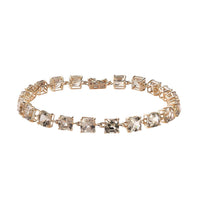 Doorbuster LUXORO 10K Yellow Gold Asscher Cut AAA Turkizite Link Bracelet (6.50 In) (3.20 g) 13.35 ctw