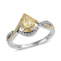LUXORO 10K White Gold I3 Natural Yellow and White Diamond Infinity Band Ring 2.50 Grams 0.50 ctw