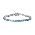 Asscher Cut Madagascar Paraiba Apatite Tennis Bracelet in Platinum Over Sterling Silver (8.00 In) 12.50 Grams 14.15 ctw - Sticky add to cart bar
