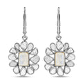 Doorbuster White Moonstone and Polki Diamond Flower Earrings in Sterling Silver 2.00 ctw - Sticky add to cart bar