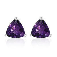 African Amethyst Solitaire Stud Earrings in Sterling Silver 1.00 ctw
