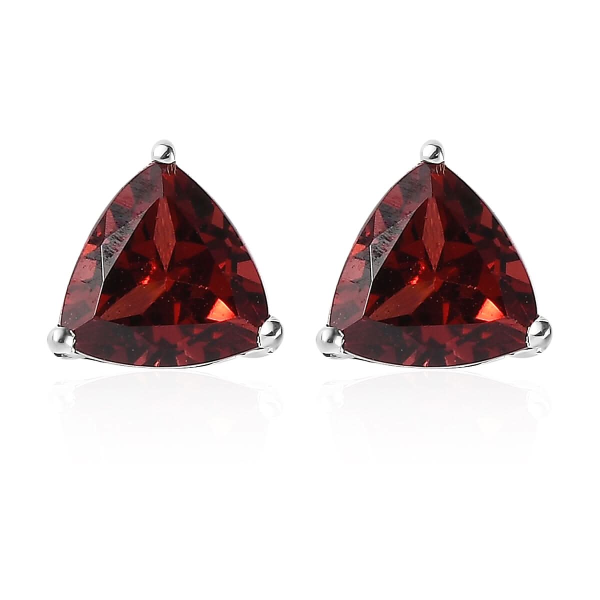 Mozambique Garnet Solitaire Stud Earrings in Sterling Silver 1.50 ctw