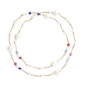 Resin, Multi Color Ceramic and White Glass Station Necklace 45 Inches in Goldtone - Sticky add to cart bar