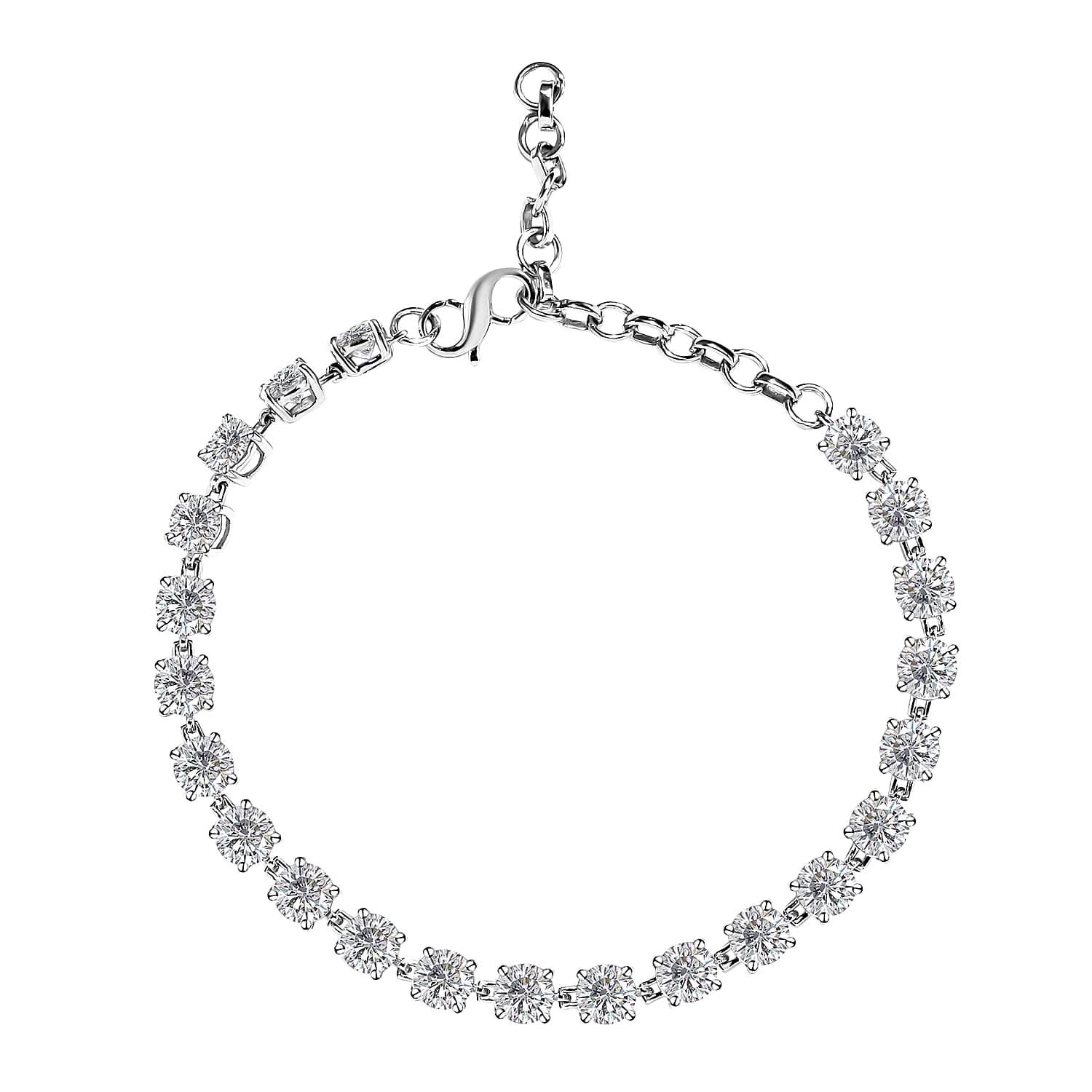 Moissanite Bracelet in Platinum Over Sterling Silver (Adjustable) 9.75 ctw