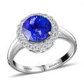 Doorbuster Certified and Appraised RHAPSODY 950 Platinum AAAA Tanzanite and E-F, VS Diamond Halo Ring 6.30 Grams 2.90 ctw - Sticky add to cart bar